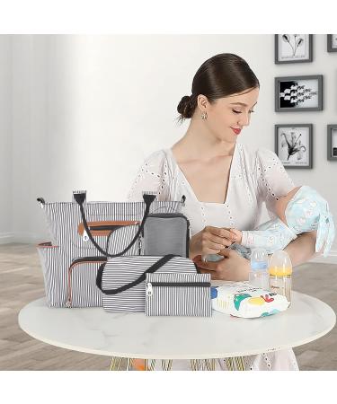 SONARIN 7pcs Nappy Changing Bag Set - Multifunction Mummy Tote Bag with Changing Mat and Stroller Straps - Black - Buy Online on GoSupps.com