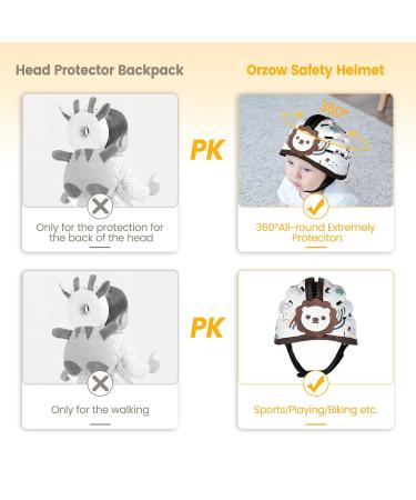 Orzbow Baby Helmet - Breathable Head Protection for Crawling & Walking | Adjustable Ultra-Light High-Quality Cotton & EVA (Brown Lion) - Buy Online on GoSupps.com