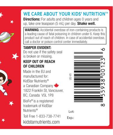 BioFe+ Iron Liquid for The Family No Sugar 8.45 Fl. Oz. 15mg Elemental Iron Non-Constipating Sweet Blast - Buy Online on GoSupps.com