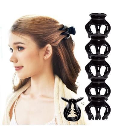 RC ROCHE ORNAMENT 6 Pcs Womens Pumpkin Hair Secure No Slip Grip Claw Clips Styling Plastic Strong Durable Comfortable Hold Premium Quality Beauty Accessory Girls Medium Black Medium (Pack of 6) Black