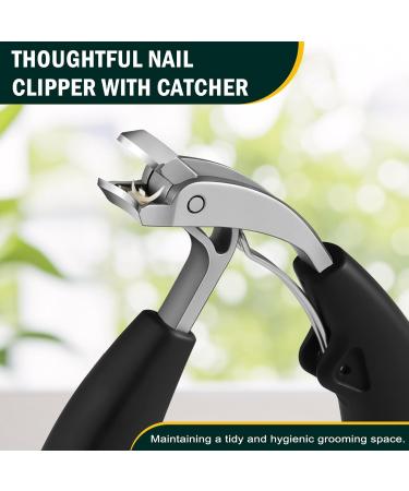 Buy FVION Angled Head Toenail Clippers - Best Professional Ingrown Nail Cutters for Seniors | Thick Nail Scissors with Catcher - Black Matte Finish - Buy Online on GoSupps.com