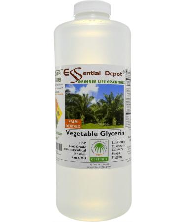 Glycerin Vegetable - 1 Quart (43 oz.) - Non GMO - Sustainable Palm Based - USP - KOSHER - PURE - Pharmaceutical Grade - safety sealed HDPE container with resealable cap