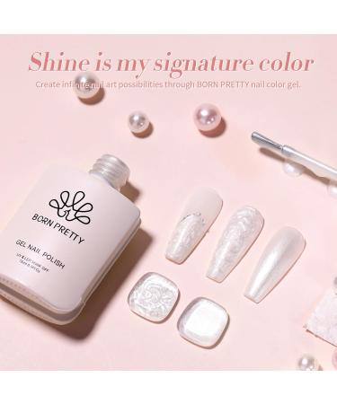 Born Pretty Pearl Gel Nail Polish | White Pearlescent Shell Shimmer | Silver Glitter Soak Off UV LED Curing for Salon & DIY Manicure - Buy Online on GoSupps.com