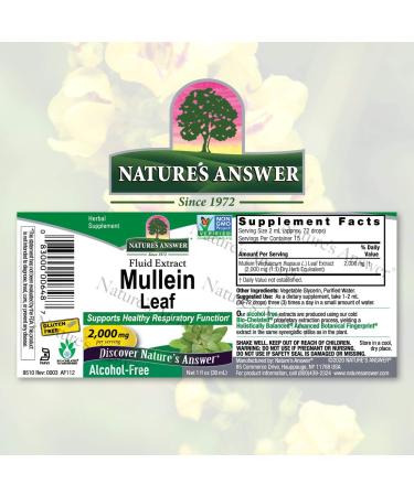 Nature's Answer Mullein Leaf Herbal Supplement | Respiratory Support | Non-GMO, Gluten-Free, Kosher | 1 Fl Oz - Buy Online on GoSupps.com