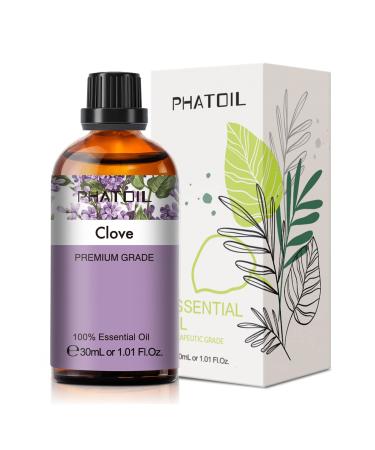 PHATOIL Clove Essential Oil 30ML Premium Grade Pure Essential Oils for Diffusers for Home Perfect for Aromatherapy Diffuser Humidifier Candle Making Clove 30.00 ml (Pack of 1)