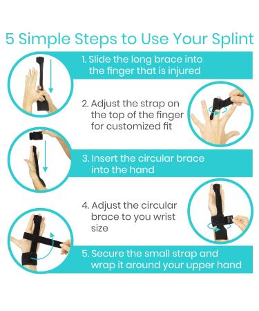 Vive Full Trigger Finger Splint - Hand and Wrist Brace Support for Pain Relief - Adjustable Straightener for Sprains, Arthritis, Tendonitis - Black - Buy Online on GoSupps.com