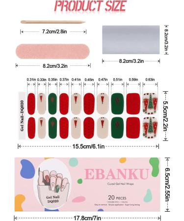 EBANKU Christmas Cured Gel Nail Strips Nail Wraps Stickers Christmas Tree Christmas Hat Gel Nail Polish Wraps Gel Stickers Christmas Nail Art Design for Women Girl - Buy Online on GoSupps.com