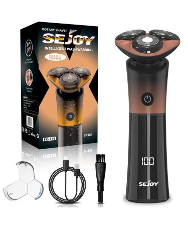 Sejoy Electric Shavers Men Rechargeable Magnetic Head with Quick Release Blade Self-Sharpening IPX6 Long Life Electric Razors for Men Twilight Orange