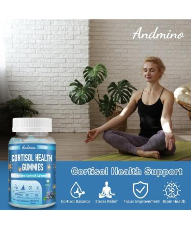 andmino Daytime Cortisol Gummies for Women & Men for Stress Relief & Focus Improvement Daytime Cortisol & HPA Axis Balance with Trehalose Non-GMO Vegan Gluten Free Blueberry Flavor 60 - Buy Online on GoSupps.com