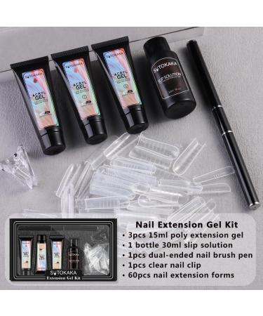 Poly Extension Gel Nail Kit - White Nude Pink Builder Gel with Slip Solution & Dual Forms for DIY Nail Art at Home | Perfect Beginner Kit - Buy Online on GoSupps.com