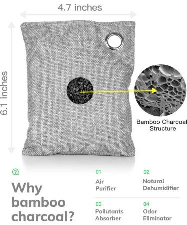 10 Pack Bamboo Charcoal Air Purifying Bags - Activated Charcoal Odor Absorber & Moisture Eliminator - For Car, Closet, Shoe Room, Large Room, Pet Room - 10x100g - Buy Online on GoSupps.com