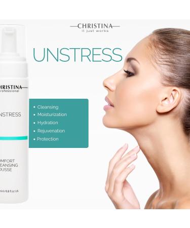 Buy CHRISTINA Unstress Comfort Cleansing Mousse - Gentle Green Tea & Vitamin B5 Face Cleanser for All Skin Types 200ml | 24-Hour Hydration - Buy Online on GoSupps.com