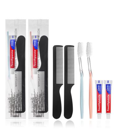 HQSLsund 50 Pack Disposable Toothbrushes with Toothpaste and Comb for Homeless Individually Wrapped 10g Travel Toothpaste 7inch Black Hair Comb Soft Bristle Toothbrush for Hotel AirBnb Shelter Charity
