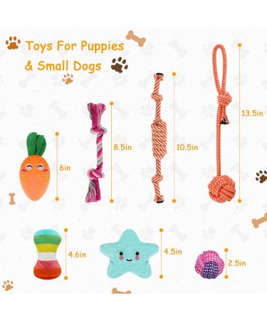 Squeaky Plush Dog Rope Toys Set 8 Pack Puppy Chew Toys for Teething Training Cute Interactive Tug Rope Toys for Boredom Xmas Gift for Small and Medium Dogs Washable Natural Cotton & Non Toxic - Buy Online on GoSupps.com