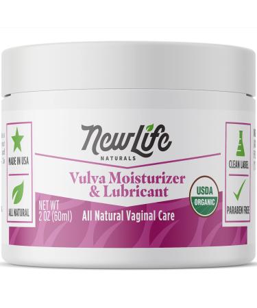 NewLife Naturals USDA Certified Organic Vulva Cream Vaginal Moisturizer Vaginal Dryness Menopause Support Itching Irritation Estrogen Free Intimate Feminine Care - 2 Oz