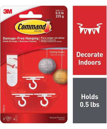 Command 17008-ES Ceiling 9 Hooks  12 Foam Strips per  White - Buy Online on GoSupps.com
