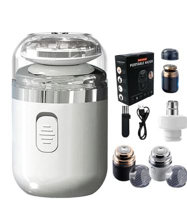 Capsule Razor Mini Portable Electric Shaver New Palyrain Shaver Technology with Rotary Nose Hair Trimmer Washable Rotary Razor (White)