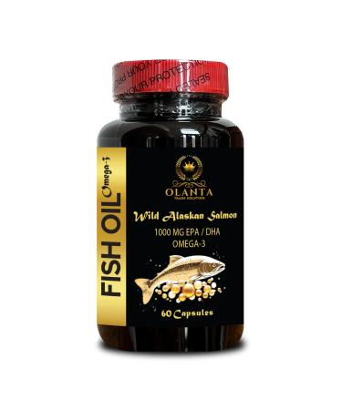 Wild Alaskan Salmon Oil Omega-3 - Omega-3 Fish Oil Natural Fish Oil Liquid softgels Boost Your Immune System Promotes Brain & Heart Health - Non-GMO - 1 Bottle 60 Capsules
