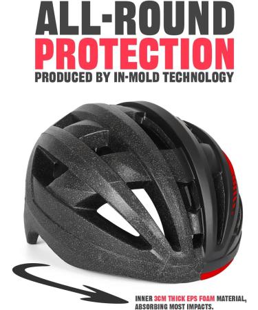VICTGOAL Bike Helmet with USB Rechargeable Rear Light, Magnetic Goggles, Sun Visor | Black Red | Men Women Adult Cycling Helmet - Buy Online on GoSupps.com