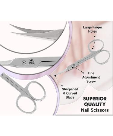 ARSUK Professional Curved Cuticle Scissors - Extra Fine Manicure Tool for Women & Men - 3.74 Inch Stainless Steel - Buy Online on GoSupps.com