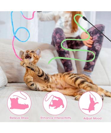 Cobee Cat Magic Rainbow Toys - 4PC Rainbow Feather Wands for Kitten Training | Color Gradient Cat Toys - Buy Online on GoSupps.com