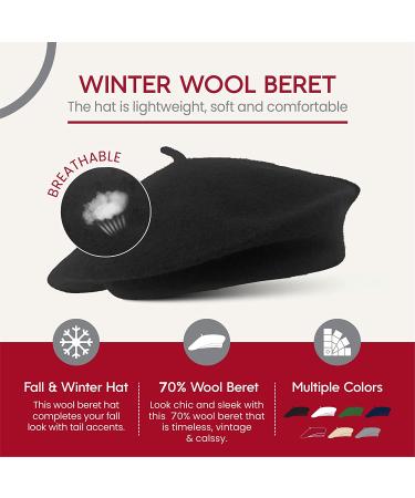 Classic Stretchable Wool French Beret in Black - CHAPEAU TRIBE - Buy Online on GoSupps.com