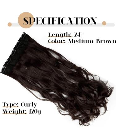 S-noilite 24 Curly Wavy Clip in Hair Extensions, Medium Brown - Half Full Head 5 Clips - 60cm - Buy Online on GoSupps.com