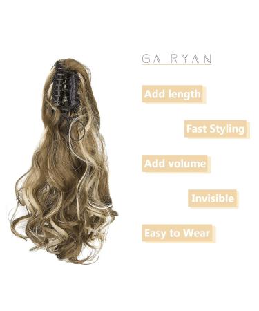 Gairyan 45cm Claw Ponytail Extensions - Curly Wavy Clip-In Hair Extensions (Golden Brown & Bleached Blonde) - Buy Online on GoSupps.com