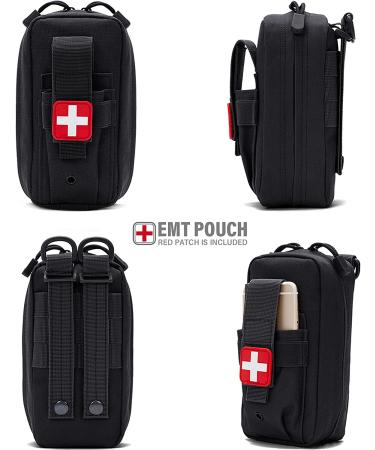 LIVANS Tactical MOLLE Medical Pouch - Rip-Away EMT First Aid Kit | IFAK Trauma Bag with Cross Patch, Black - Buy Online on GoSupps.com