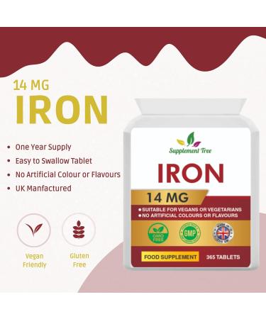365 Vegan Iron Tablets 14mg | Reduce Tiredness & Fatigue | Men & Women | UK Made - Buy Online on GoSupps.com