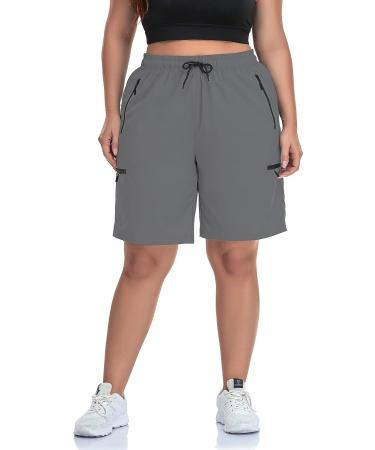 SEKINO Women's Plus Size Gray Hiking Cargo Shorts | Quick Dry & Lightweight Outdoor Shorts (2X) - Buy Online on GoSupps.com