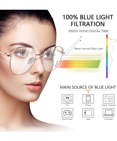 COOLOO Blue Light Blocking Glasses for Women Men - Anti Glare Gaming Computer Glasses - Blue Light 01-Gold - Buy Online on GoSupps.com