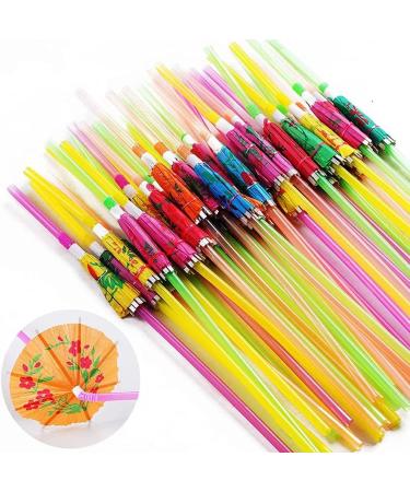 Ducahye 150 Pcs Umbrella Straws Colourful Disposable Bendable Drinking Straws for Beach Theme Parties Bar Decoration - Buy Online on GoSupps.com