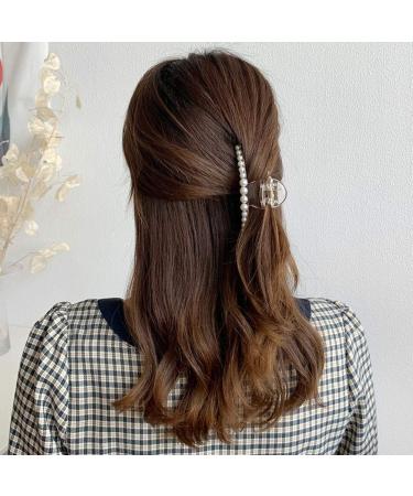 5-Piece Pearl Thick Hair Jaw Clips - Stylish Hairpins for Women & Girls | Indoor & Outdoor - Buy Online on GoSupps.com