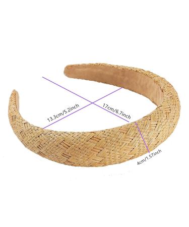 Lvyeer Straw Padded Headband - Boho Woven Hair Band for Women and Girls (Beige) - Buy Online on GoSupps.com