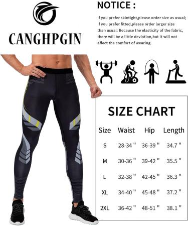 CANGHPGIN Men's Compression Pants 2 Pack - Red&Yellow Stripe - Small | Gym Running Baselayer Athletic Leggings - Buy Online on GoSupps.com