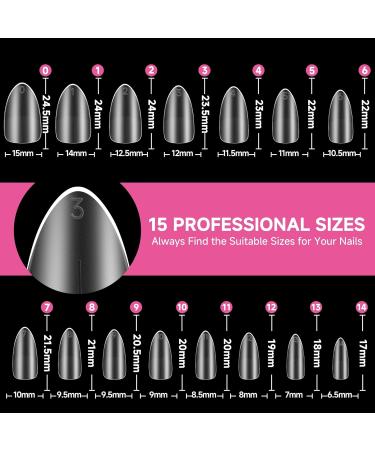 UNA GELLA Almond Nail Tips - 504 Pcs Full Matte Surface 15 Sizes Soft Gel Nail Tips for DIY Nail Extensions | Perfect for Salon Use - Buy Online on GoSupps.com