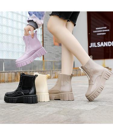 HSBDNZQ Unisex Waterproof Garden Rain Boots with Zipper, Lightweight & Comfortable - Black, Size 8.5 Women/7.5 Men - Buy Online on GoSupps.com