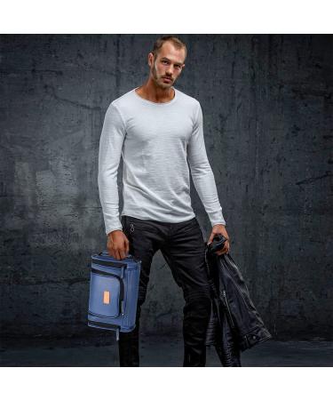 MIRASON Hanging Toiletry Bag for Men - Waterproof PVC Leather Dopp Kit with Metal Hook - Blue - Buy Online on GoSupps.com