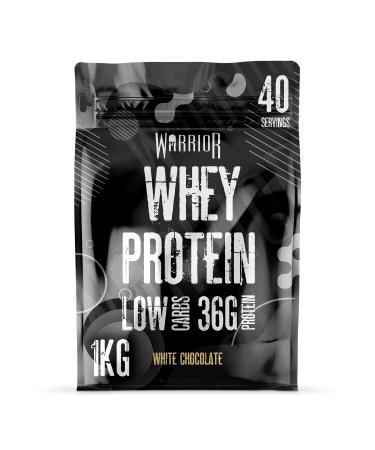 Warrior Whey Protein Powder Up to 36g* of Protein Per Shake Low Sugar and Low Carbs GMP Certified (White Chocolate 1kg) White Chocolate 1 kg (Pack of 1)