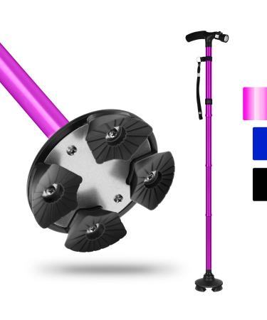 Folding Cane with Led Light Adjustable Canes and Walking Sticks for Arthritis Disabled and Elderly Purple