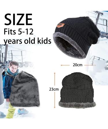 Yutdeng Kids Winter Hat Scarf Gloves Set | Girls Beanie Knitted Snood & Gloves 3-in-1 | Super Soft & Warm | Boys 2-10 Years | Brown Black - Buy Online on GoSupps.com