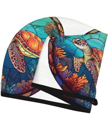 Hair Towel Wrap | Quick-Dry Towel Turban for Effortless Hair Drying (Sea Turtle in Coral) - International Shipping Available - Buy Online on GoSupps.com