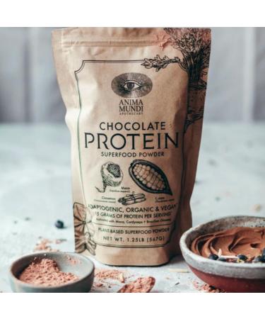 Anima Mundi Chocolate Protein Superfood Powder - Organic Vegan Plant-Based Protein for Energy & Strength - Nutrient-Dense Adaptogen Blend (567g - Buy Online on GoSupps.com