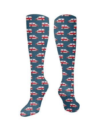 Ambulance on Dark Blue Ems Ems Emt Star of Life compression socks for women & men circulation 15-20 mmHg is the best support for sporty running cycling