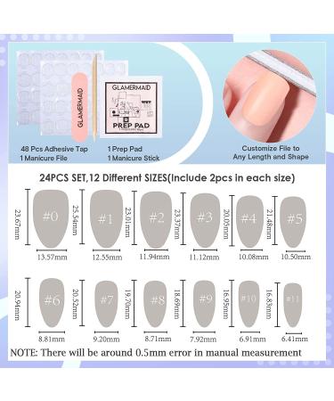 GLAMERMAID Hot Pink Almond Jelly Press on Nails | Medium Short Length Solid Red Acrylic False Nail Kit - 24Pcs - Buy Online on GoSupps.com