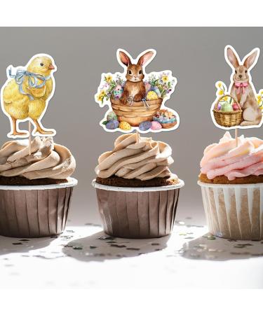 24pcs Happy Easter Cupcake Topper Easter Cupcake Picks Easter Cupcake Toppers Easter Cup Cake Decoration for Easter Party Decor Party Supplies - Buy Online on GoSupps.com