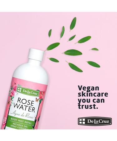 De La Cruz Rose Water Body Mist Refill- Rosewater Spray for Face Skin and Hair 16 fl oz (1 Bottle) 16 Fl Oz (Pack of 1) - Buy Online on GoSupps.com