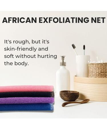 BENIFILE African Net Sponge 4 Pieces Exfoliating African Wash Net Cloth Bath Sponges for Men Women Adults 31.5 Inch Long Skin Smoother African Scrub Net Back Scrubbers for Use in Shower - Buy Online on GoSupps.com