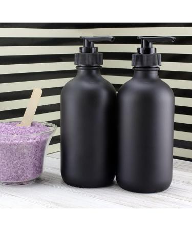 Black Coated 8-Ounce Glass Pump Bottles (4-Pack) for Lotions, Liquid Soap, Aromatherapy - Cornucopia Brands - Buy Online on GoSupps.com